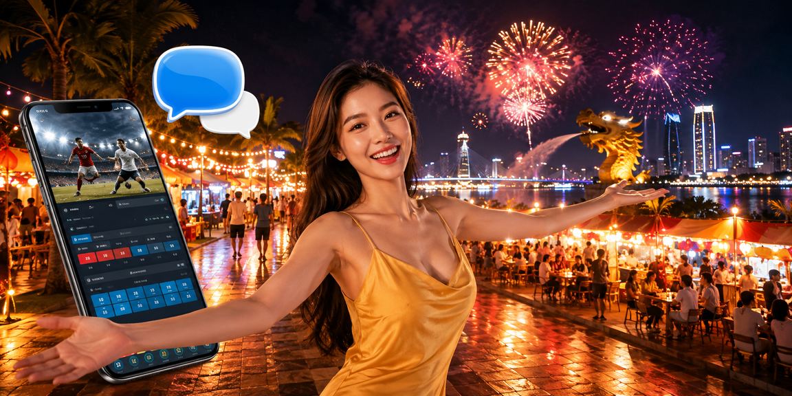 Người dùng tại Đà Nẵng theo dõi kết quả bóng đá trực tiếp trên điện thoại tại chợ đêm